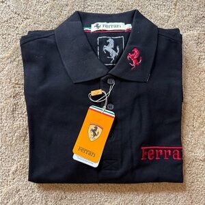 NWT Ferrari Black Polo with Red Logo size L